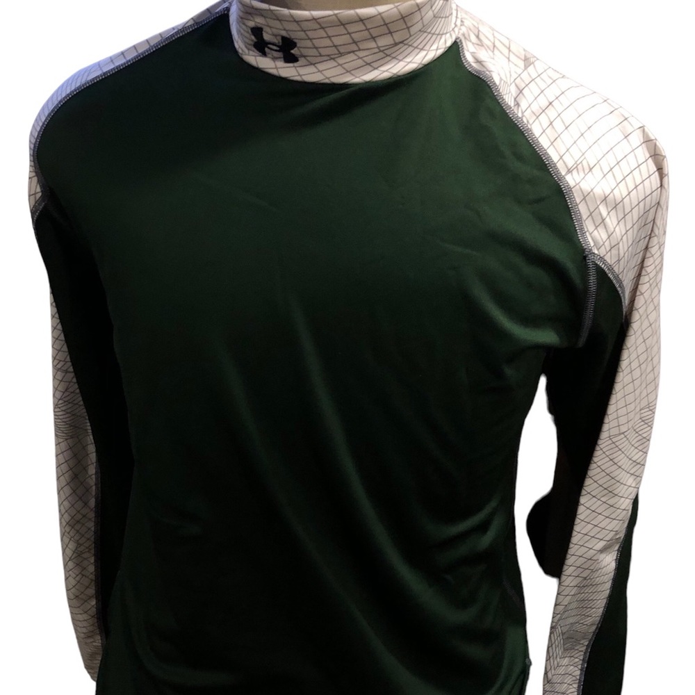 Green and white Under Armour Long Sleeve Two Tone Fitted Coldgear Tee Po…